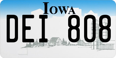 IA license plate DEI808