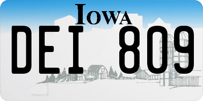 IA license plate DEI809