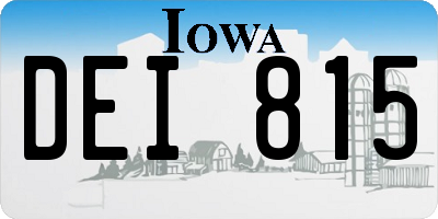 IA license plate DEI815