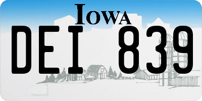 IA license plate DEI839