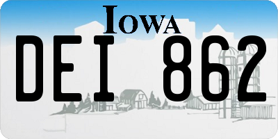 IA license plate DEI862