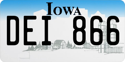 IA license plate DEI866