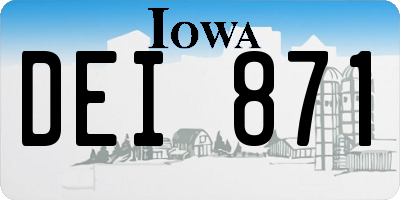 IA license plate DEI871