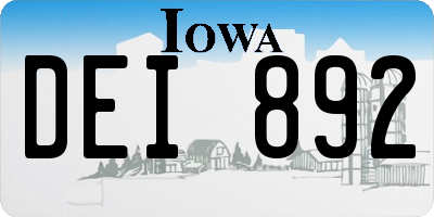 IA license plate DEI892