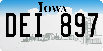 IA license plate DEI897