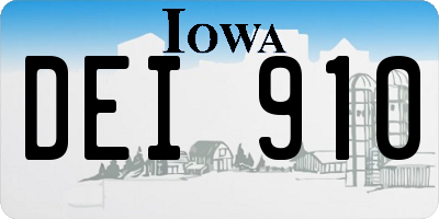 IA license plate DEI910