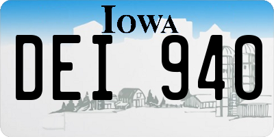 IA license plate DEI940