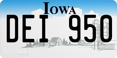 IA license plate DEI950