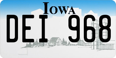 IA license plate DEI968