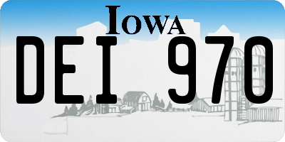 IA license plate DEI970