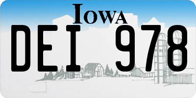 IA license plate DEI978