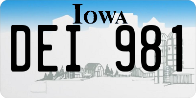 IA license plate DEI981