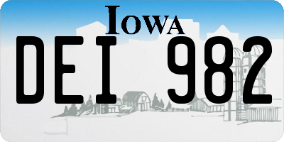 IA license plate DEI982