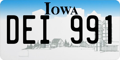 IA license plate DEI991