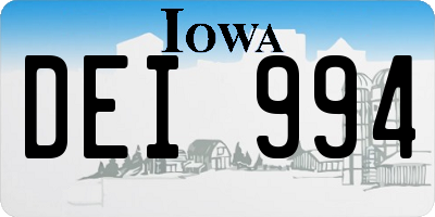 IA license plate DEI994