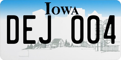 IA license plate DEJ004