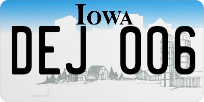IA license plate DEJ006