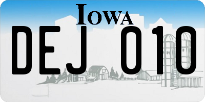 IA license plate DEJ010