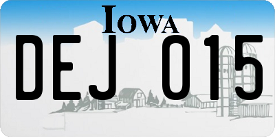 IA license plate DEJ015