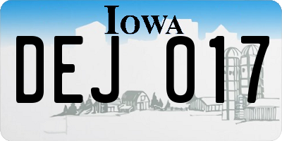 IA license plate DEJ017