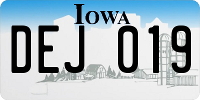 IA license plate DEJ019