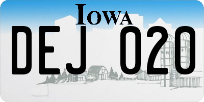 IA license plate DEJ020