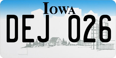 IA license plate DEJ026