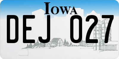 IA license plate DEJ027