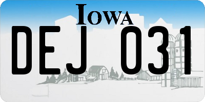 IA license plate DEJ031