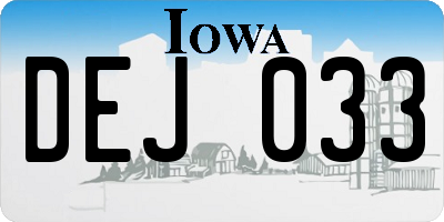 IA license plate DEJ033