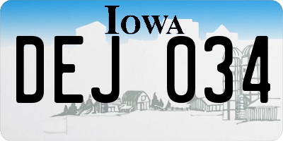 IA license plate DEJ034