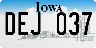 IA license plate DEJ037