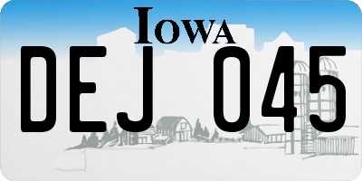 IA license plate DEJ045