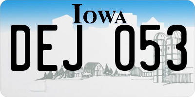 IA license plate DEJ053