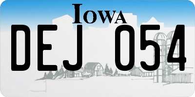 IA license plate DEJ054