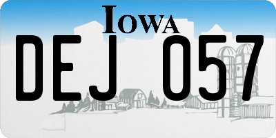 IA license plate DEJ057
