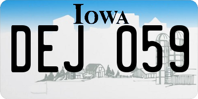 IA license plate DEJ059