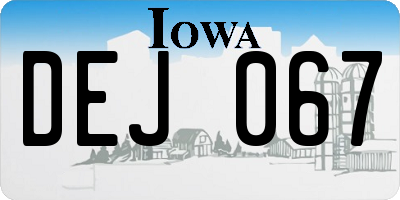 IA license plate DEJ067