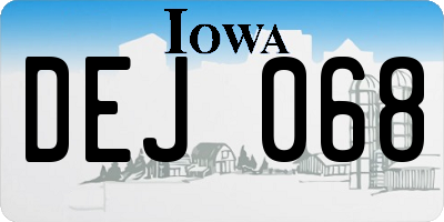 IA license plate DEJ068