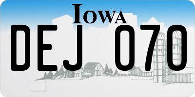 IA license plate DEJ070