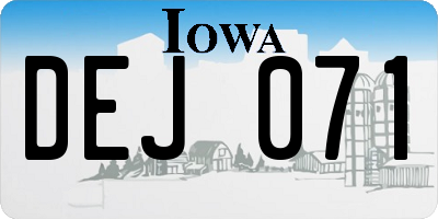 IA license plate DEJ071