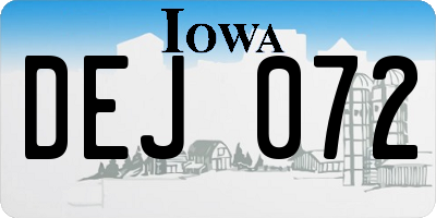 IA license plate DEJ072