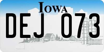 IA license plate DEJ073