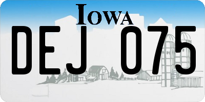 IA license plate DEJ075