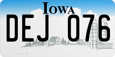 IA license plate DEJ076