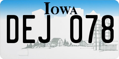 IA license plate DEJ078