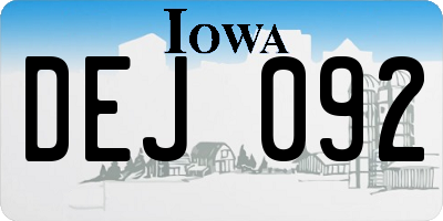 IA license plate DEJ092