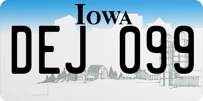 IA license plate DEJ099