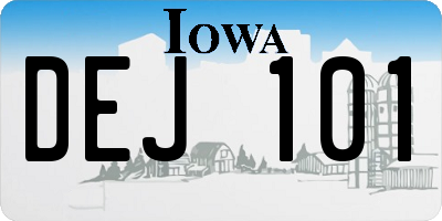 IA license plate DEJ101
