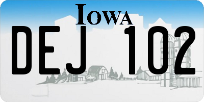 IA license plate DEJ102